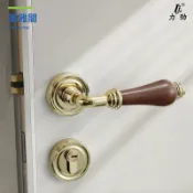 美雅閣家居 法式復古分體臥室金色門鎖家用磁吸室內美式房間門把手靜音房門myg9041