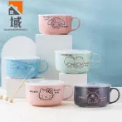 🔥好物推荐🔥«可愛便當盒» HelloKitty貓泡麵碗陶瓷全瓷 便當盒 小學生 飯盒 有蓋上班族玉桂狗碗211