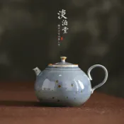 全球選品1館 生活百貨 景德鎮陶瓷茶壺手拉坯球孔主人壺霽青柴燒粗陶個人把玩壺日式茶壺