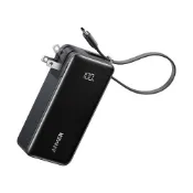 ANKER 安克創新  A1637 Fusion 10000mAh 30W 自帶線插頭行動電源-星際黑(36W 綠風潮
