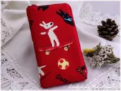✿葉手作✿麗莎與卡斯柏(嬉戲篇-紅色) L型拉鍊手機袋iphone ASUS Samsung 其他廠牌皆可訂做