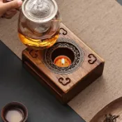 彩虹之屋 免運附發票 公司貨 工廠直銷 柚木溫茶器實木煮花茶底座餐廳圍爐煮茶保溫蠟燭火爐烘茶葉 出貨快CH9012