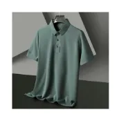 (店+)polo衫男士短袖上衣涼感衣吸濕排汗衣短版運動上衣服大尺碼休閒上衣透氣速乾衣純棉商務襯衫男生薄冰絲短袖T恤立領高爾夫球衫 b6 8e 3