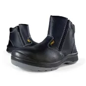 【PERFiT 護特】防穿刺/抗靜電 緩震安全靴拉鍊黑 PT004-BK(鋼頭鞋/止滑鞋/安全鞋/不開口笑/YKK拉鍊)