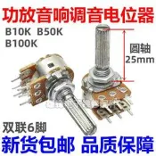 雙聯6六腳功放音響調音量調節電位器B10K 50K 100K圓花軸柄長25mm