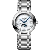 【LONGINES 浪琴】PrimaLuna 新月真鑽月相石英女錶-珍珠貝/30mm(L8.115.4.87.6)