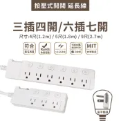 【可超取｜MIT】延長線 延長線插座 防雷擊突波 3芯按壓式 過載自動斷電 防火材質 個別開關 歐盟認證 BSMI驗證