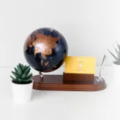 【SkyGlobe】 5吋金屬藍筆插名片底座地球儀(英文版)《屋外生活》
