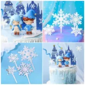 甜妞節慶♥台灣現貨♥【雪花蛋糕插旗】壓克力 生日蛋糕插牌 冰雪奇緣 聖誕 生日派對 男孩女孩 派對小物 烘焙糕點蛋糕裝飾