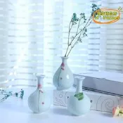 （可開發票） 北歐細口白瓷手繪小花瓶辦公室擺件ins小清新客廳落地超小號瓷瓶（滿額免運）