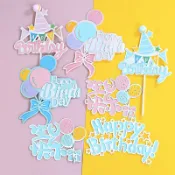 客製化 牙籤旗 小插旗 小旗子 蛋糕小旗子 生日快樂紙插牌 風車氣球花朵寶寶兒童蛋糕裝飾 甜品臺裝扮插件