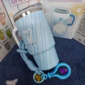 微醉隨身搖曳杯  白色沙瓦隱藏版(藍色條紋)   杯蓋微有刮痕