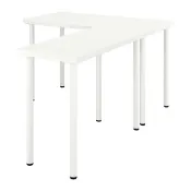 【IKEA 宜家家居】LAGKAPTEN/LINNMON L型書桌, 白色, 120x160 公分