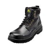 【Soletec 超鐵】E1085 黑軍靴 透氣真皮 防穿刺 中筒安全鞋(台灣製 鋼板中底 鋼頭鞋 機能鞋 工作鞋 登山鞋)