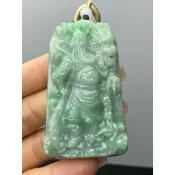 J1459(附證書）天然翡翠。（綠）關公關聖帝君武財神吊飾