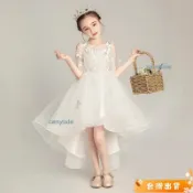 🌷台灣出貨 女童小花童公主裙白紗婚紗裙兒童主持晚禮服小女孩鋼琴演出禮服超好看公主裙生日禮服裙子洋氣花僊子