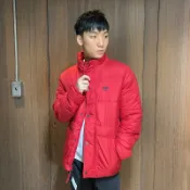 美國百分百【Abercrombie & Fitch】立領外套 AF 夾克 麋鹿 鋪棉 中空纖維 男 紅色 M號 G367