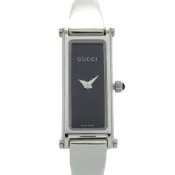 【DOKODEMO】成色極佳 Gucci 1500L SS 黑色銀色石英錶 黑色錶盤 0568 [二手] GUCCI