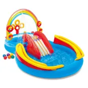 (店+)【INTEX】彩虹橋噴水戲水游泳池/小滑水道297x193x25cm 175L 適用2歲+ 57453NP