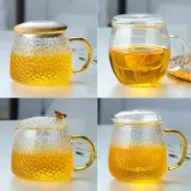 千織屋 透明杯泡茶杯帶把手玻璃杯喝水杯∋☬水杯玻璃杯子帶把帶蓋過濾泡茶杯茶水分離杯耐熱加厚男女士辦公杯