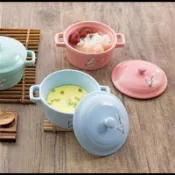 【松果購物】陶瓷帶蓋燉鍋隔水蒸蛋燉湯盅家用煲湯小燉盅陶瓷鍋1入