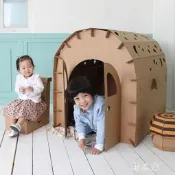 超大號兒童游戲屋室內diy玩具屋寶寶涂鴉紙屋親子彩繪遊戲帳篷 KV500  露天拍賣