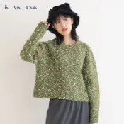 a la sha 【全新、綠SM/深藍M】彩點針織🧶長袖毛衣