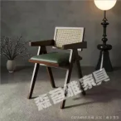 編藤椅 復古椅 復古家具 藤編餐椅 純實木藤編皮椅人氣真藤餐椅侘寂風昌迪加爾椅子家用商用休閑藤椅
