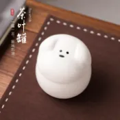 風鈴草百貨 可愛薩摩小狗茶葉罐粗陶瓷儲物罐子防潮密封罐創意個性小茶倉擺件