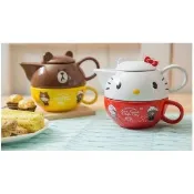 下午茶杯壺組 熊大 7-11 HELLO KITTY X LINE FRIEND