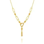 【金緻品】黃金項鍊 心嚮所至 1.85錢 愛心 流蘇 心型 鑽砂球 鑽沙 金球 蜜糖 串珠球 Y字鍊 純金套鍊