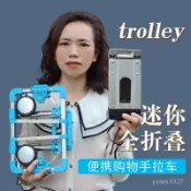 可折疊便攜手拉車購物買菜迷你小拉車超小家用拉貨拖車行李拉桿車 多功能小推車 便攜折疊買菜車