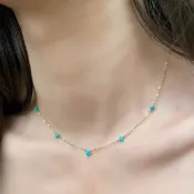 產自亞利桑那州  Genuine 綠松石 天然石 項鍊 / 適合金屬過敏 / 誕生石 / 14k 低過敏項鍊 綠松石