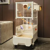 (店+)【MUSHE木舎】鳥籠/鸚鵡鳥籠/大鳥籠/大型鳥籠/ 鳥籠鹦鹉籠子專用大號新型防濺牡丹虎皮玄鳳小太陽家用豪華鳥別墅