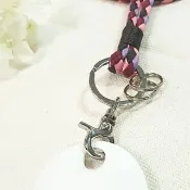 Paris*Le Bonheun。臘線編織GOGORO鑰匙圈。甜蜜粉(掛脖子款)