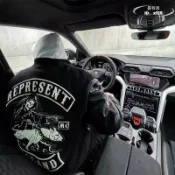 雲渡小鋪 【免運】棒球服 夾克外套 外套 夾克 惡犬刺繡皮袖寬鬆機車外套美式高街棒球服新款限定潮牌夾克秋季