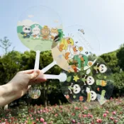 客製化【團扇】卡通夏季迷你小扇子 兒童學生手搖扇便攜透明團扇可定製定做廣告扇