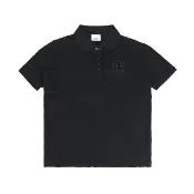【BURBERRY 巴寶莉】BURBERRY左胸前刺繡B字方框LOGO設計棉質短袖POLO衫(男款小版/黑)