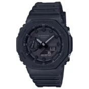CASIO 卡西歐 男 G-SHOCK 經典八角造型極簡酷黑雙顯錶(GA-2100-1A1)