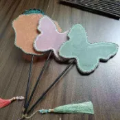 熱銷❤️蝴蝶扇子異形團扇仿花羅漢服中國風古典跳舞扇攝影道具長柄宮扇