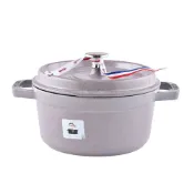 (店+)史大伯 圓形鑄鐵鍋 20cm 2.2L 櫻花粉 法國製 平輸品{電磁爐 IH爐}湯鍋 燉鍋 炒鍋