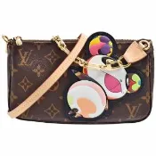 【Louis Vuitton 路易威登】M13440村上隆熊貓經典Pochette系列Monogram帆布手提/肩背腋下包