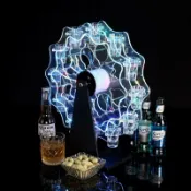 君源優品 炫彩酒吧摩天輪裝飾臺燈LED擺件雞尾酒架子展示架洋酒香檳KTV杯架