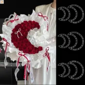 💝花束包裝紙💝【台灣出貨】七夕創意月亮包花神器心形插花器DIY玫瑰花束塑料模型花店資材
