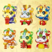 【Mini積木】🌟現貨快速出貨🌟舞龍舞獅積木 獅子 吉祥獅 醒獅積木 小顆粒積木 微型積木 鑽石積木 財神爺 神明積木