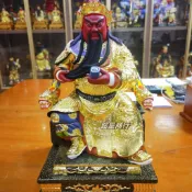 免運 12寸去心香樟木雕刻貼正關聖帝君關帝爺神像家用室內供奉閩南擺件 銘星商行