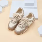 彈力_復古小清新綁帶休閒鞋 杏色