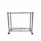 【Qi Mei 齊美】MIT耐重鐵力士鍍鉻萬用收納二層架90x35x80cm-附輪(外銷日本/倉儲架/鐵架/收納架/置物架)