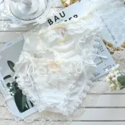 EFP大美人❤️精選日系奶油蛋糕蕾絲舒適泡泡料蕾絲大碼少女繫帶/三角內褲~奶黃M~XL(現貨
