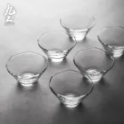 九土飄口造型玻璃斗笠杯【六個一組】飄口透明水晶杯小水杯茶杯泡茶茶具單杯建盞茶盞主人杯聞香杯XCBR0068